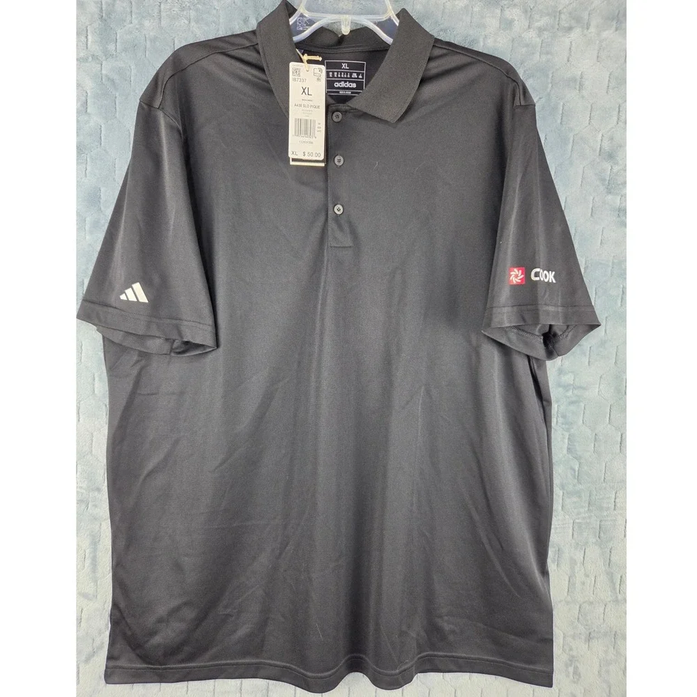 Adidas A430 SLD Pique Golf Polo Shirt Mens XL Black Short Sleeve New IB7337